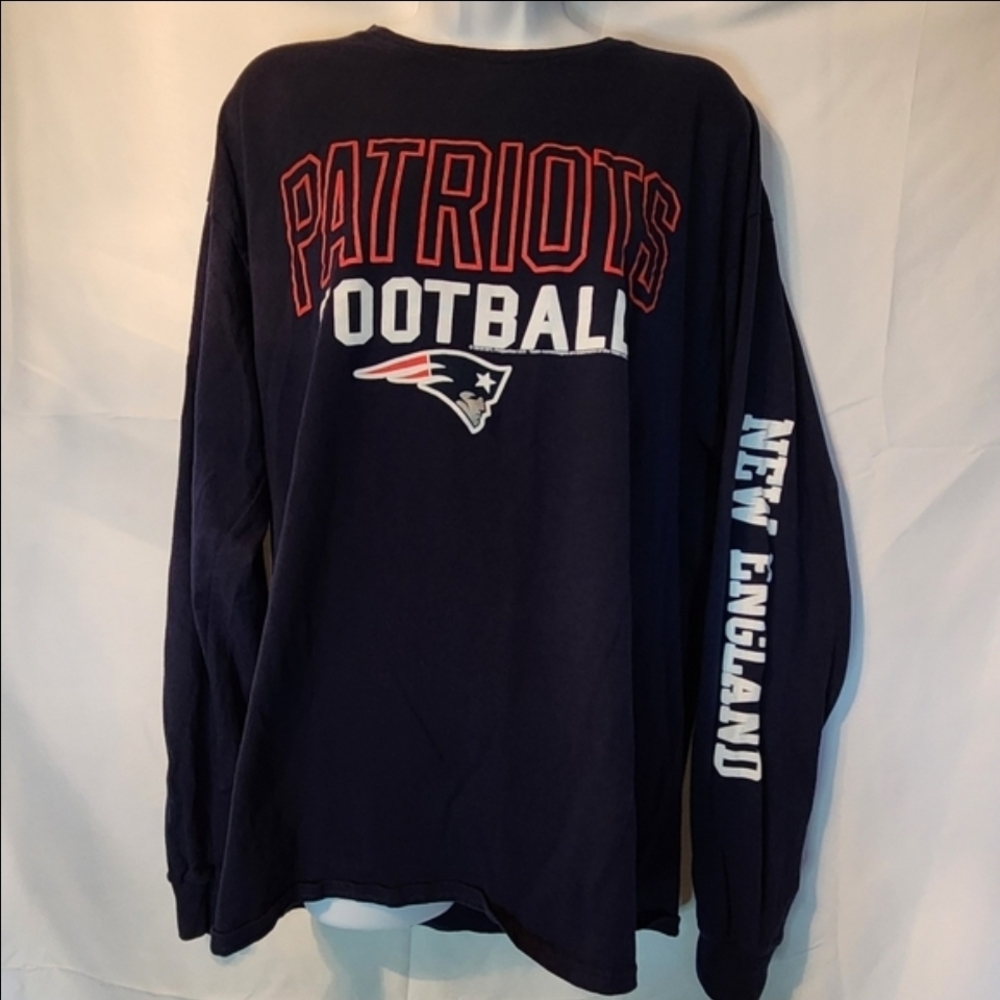 Junk Food Clothing Blue and Red Long Sleeve Patriots Tee